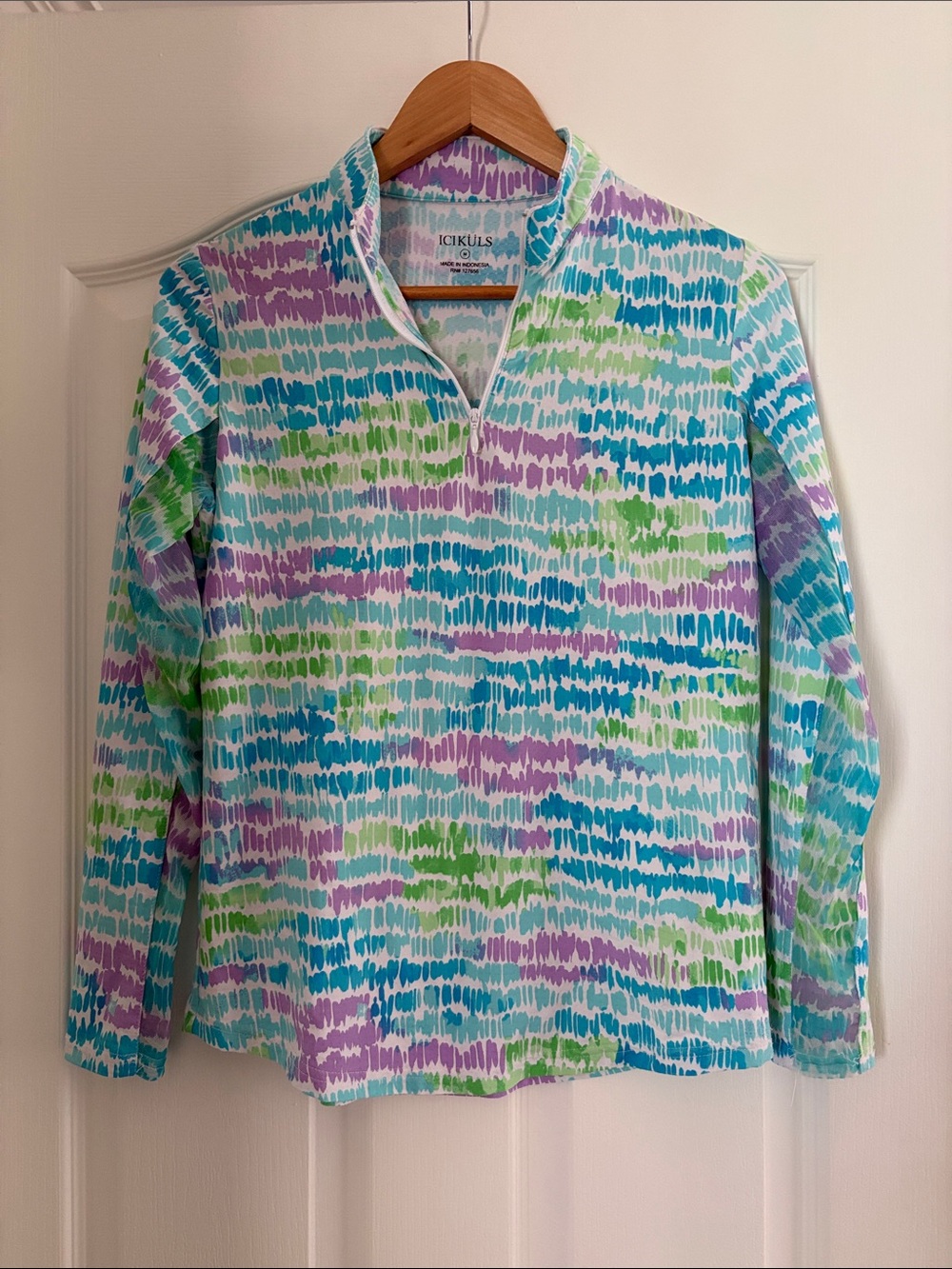 Ikikuls Multi-Color Watercolor Stripe Women's Long Sleeve Jersey